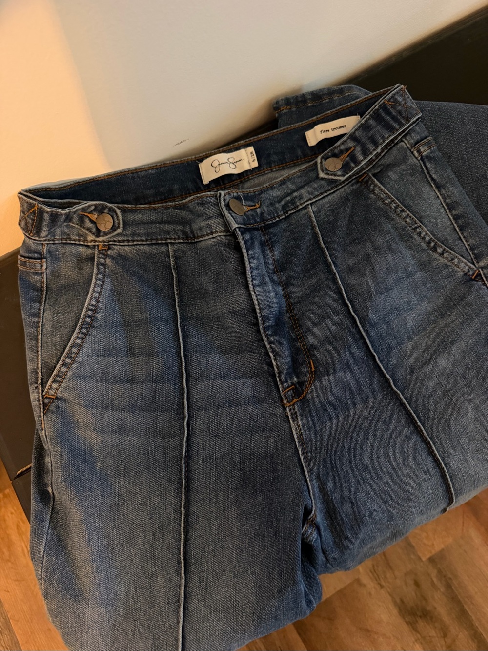 High-Rise Pleated Blue Women’s Jeans